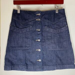 NWOT! Free People “Come a Little Closer” Denim Button-Front Skirt - Size 4